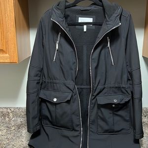 Black water resistant trench coat